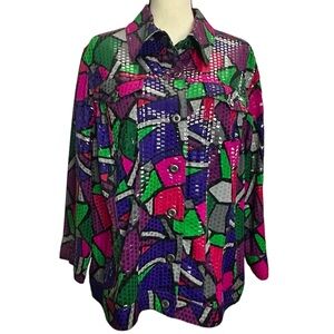 Ruby Rd. Jacket 18W Colorful Shiny Square Accents